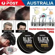 2x Men's Gray Gone Soap Grey Coverage Bar Shampoo Hair Darkening Black Soap Bar