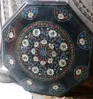 2' black Marble Dining Coffee Center side Table Top inlay malachite antique t9