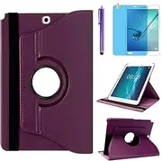 Case for Samsung Galaxy Tab A 9.7 Inch 2015 (SM-P550 SM-T550 SM-T555), 360 Degree Rotating Stand Smart Protective Case with Stylus Pen, Screen Film (Purple)