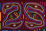 Vintage Burgundy Pink Blue Two-Headed Worms Mola