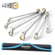 Extra Long Anti-Slip Flex-Head Ratcheting Wrench Set, Double Anti-Slip Tooth