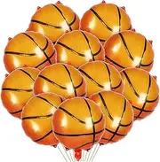 12 Pcs Basketball Balloons 18 Inch Basketball Party Foil Balloons Sports Mylar Balloons Basketball Birthday Decorations for Basketball Party Sports Theme Party Supplies