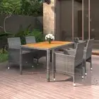 5 Piece Garden Dining Set Poly Rattan Grey Outdoor Furniture Patio Table C 58423