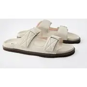 Mens Stone Faux Suede Stitch Detail Double Strap Sandal