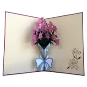 Handmade Purple Lily Bouquet 3D Pop Up Card