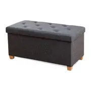 Dicor Charcoal Linen Large Storage Ottoman - Footstool Active