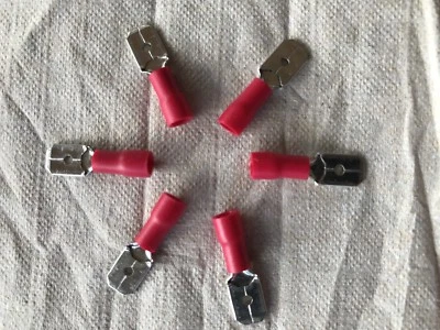 US.Seller RED Fully Spade Crimp Wire Connectors Terminal 6.3mm Male 12PCS