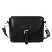 Fashion Solid Color Women Shoulder Saddle Bag Casual PU Leather Small Female Flap Messenger Handbag