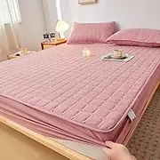 Thickened Laminated Cotton Adjustable Fitted Sheet 160x200 Quilting Process Mattress Cover Solid Color,05,150x200x30cm