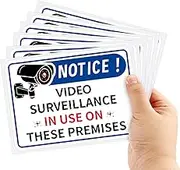Video Surveillance Signs, 5x7 Inch Camera Security Sign Under Surveillance Sign Sticker Self-Adhesive Vinyl Warning Safety Decals for Home Indoor Outdoor Office Hotel Shop