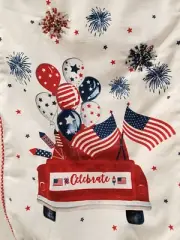 Williamstown Patriotic 4th of July Red Truck Beaded Table Runner 14" x 72" NEW