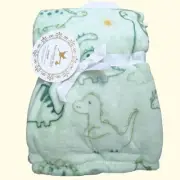 Adirondack Baby Berkshire Blanket Dinosaurs Plush Dino T-Rex Boys Mint Green NEW
