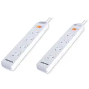 2PK Sansai 4 Way Powerboard Sockets Splitter Overload Protection/Switch/10A