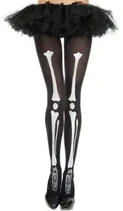 Skeleton Print Womens Halloween Pantyhose