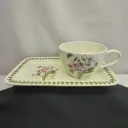 Portmeirion Botanic Garden Porcelain Soup Cup 20 oz & Sandwich Set Sweet Pea
