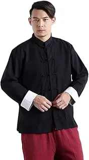 [CORETIC] Men's Cotton Linen Kung Fu Shirt Chinese Traditional Tang Suit Tai Chi Blouse Long Sleeve Jacket Coats