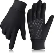 [GXCROR] Running Gloves Touchscreen Anti-Slip Gloves Lightweight Fleece Sports Gloves Warm Windproof Winter Glove Liner for Men and Women Outdoor