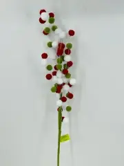 Liberty Floral 30” Felt Ball Spray Stem Red White Green (Case Of 12) New