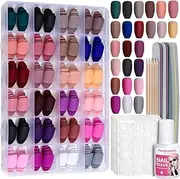 FANDAMEI Matte Press on Nails Medium Length, 24 Packs 576PCS Medium Coffin Fake Nails Full Cover, Acrylic Short Ballerina False Nail tips with Nail Glue, Nail Adhesive Tabs, Nail File for Nail Art DIY