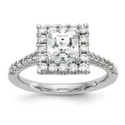 1.00ct. CZ Solid Real 14K White Gold Square Halo Engagement Ring