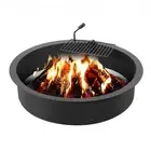 40 Inch Steel Fire Pit Ring with BBQ Grill Outdoor Campfire Cooking Station