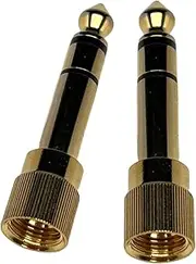 2-Pack 1/4 Stereo Phone Screw-On Adapter - Male 1/8 to Male 1/4-3.5mm Stereo to 6.35mm Stereo