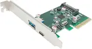 Simplecom EC312 PCI-E 2.0 x4 to 2 Port SuperSpeed+ USB 3.1 Gen II 10Gpbs Type-C and Type-A Host Expansion Card