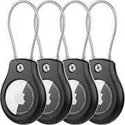 [citymore] AirTag Keychain Holder 4 Pack, Waterproof Wire Lock Airtag Case, Compatible with Apple AirTags Keyring, Ultra Secure for Luggage, Key Ring Key Chain Luggage tag Backpack& More