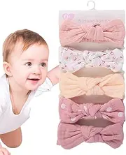 Baby Girl Bows and Headbands - Baby Headband Bows | 18x3.5cm Head Wrap Hair Accessories, Set of 5 Hairbands with Knot for Photo Booth Props