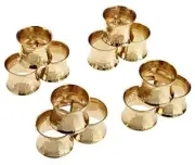 Decorative Buffet Basics Napkin Ring Set, Hammered 12 Count Gold