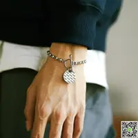 在飛比找樂天市場購物網優惠-LOVE韓國原創設計潮流個性簡約字母圓牌圓珠子鈦鋼情侶手鏈男