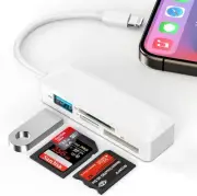 4-in-1 Lightning to SD Card Reader for iPhone, USB OTG Adapter & SD/TF/MS Memory