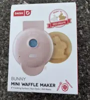 DASH Mini WAFFLE MAKER “BUNNY” Rose Pink Non Stick NEW BOXED Sealed