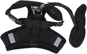 Happyyami Adjustable Mesh Pet Harness with Vest Collars for Small Dogs Breathable Design Comfortable Fit for Puppies and Cats Black Pet Supplies for Everyday Use