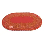 Christmas Holiday Red and Gold Vinyl 18" Oval Placemats, Set of 8