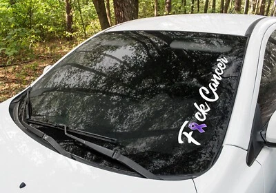 FUCK-CANCER PURPLE Ribbon Decal/sticker WINDOW 575x130mm Van Ute 4x4 Car HEALTH
