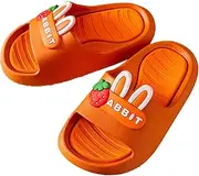 [YUYUBAOER] Kids Cute Cartoon Slippers Home Shoes, Non-Slip Bathing Sandals Summer Flip Flops Swimming Beach Slides Orange-18~19
