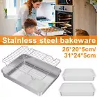 Baking Tray with Rack and Lid Stainless Steel Oven Trays with Rack.-/