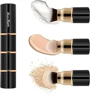 3 in 1 Professional Liquid foundation Makeup Brush Set Kabuki Face Blush Foudation Brush Powder Sponge for Powder/Liquid/Cream Travel Cosmetics Makeup Brushes with Cap