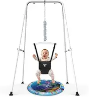 G TALECO Gear Jumper with Stand, Bouncer, Easy Set-Up, Exerciser for Active Babies, Suitable for Indoor and Outdoor, Black (Water Mat Included)