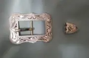Sterling Overlay 2-piece Bar Buckle Set for 3/8" strap for Hat Band #122-15P
