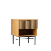 HomeStar Carlos Nightstand Bedside Table Metal Legs W/ 1-Drawer - Oak/Black