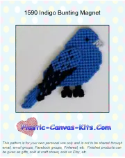 Indigo Bunting Bird Magnet-Plastic Canvas Pattern or Kit