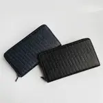美國百分百【全新真品】ARMANI EXCHANGE 皮夾 長夾 AX 滿版LOGO 皮革 手拿包 深藍 黑色 BQ25