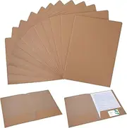 Folder with Pocket, A4 Kraft Paper Document Folder Cardboard Presentation Folder with Business Card Slot for Files, Documents, Meetings, Reports, Office Supplies, Pack of 12