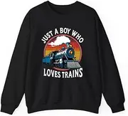 [X.Style] Just A Boy Who Loves Trains Lover Toddler ds040 Sweater Black L