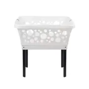 White Magic Plastic 50L Laundry Basket Clothes Standing Organiser Bin w/ Legs