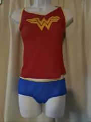 DC Comics Wonder Woman Cami And Short Mesh Sleep Set Womens Large Red Blue NWT