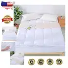Cooling Microfiber Mattress Topper - Quilted Fitted Protector for Full Beds