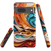 For Google Pixel 7 Tough Protective Cover, Swirling Gold